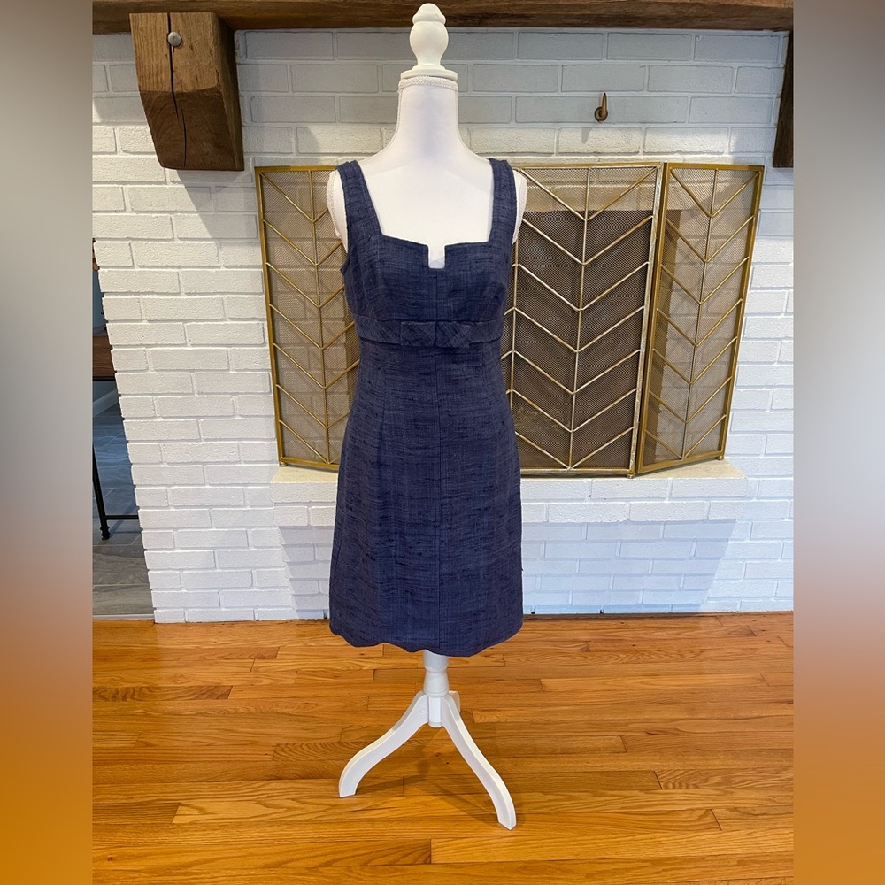 Trina Turk Elegant Navy Blue Sleeveless Tweed Dress NWT